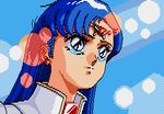  1girl 80s aliasing animated animated_gif asou_yuuko bangs blue_eyes blue_hair crying dithering game lens_flare long_hair lowres msx msx2 mugen_senshi_valis oldschool pixel_art solo tears telenet_japan valis 