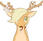  apple applejack_(mlp) cervine deer female freckles friendship_is_magic fruit fur green_eyes horn mammal my_little_pony orange_fur solo toukofukawa 