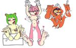  amy_rose breasts brush cosmo_the_seedrian eyes_closed feathers female hindpaw licking nipples nude orgasm paws pussy sega shade_the_echidna sonic_(series) tickling tongue weirdly_drawn 