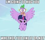  animated art-aron crown equine flying friendship_is_magic horn horse hug meme my_little_pony pony riding spike text twilight_sparkle_(mlp) winged_unicorn wings 