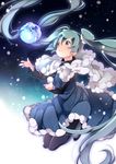  dress floating_hair hatsune_miku long_hair pantyhose smile solo twintails u35 very_long_hair vocaloid 
