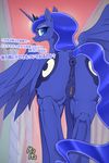  butt equine female friendship_is_magic hisashi414 horn horse mammal my_little_pony pony presenting presenting_hindquarters princess_luna_(mlp) pussy solo translated winged_unicorn wings 