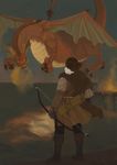 1boy bard_the_bowman bow_(weapon) dragon male male_focus middle_earth smaug the_hobbit weapon 