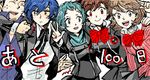  3girls aqua_hair blue_hair female_protagonist_(persona_3) iori_junpei multiple_boys multiple_girls persona persona_3 persona_3_portable school_uniform short_hair smile sutei_(giru) takeba_yukari v yamagishi_fuuka yuuki_makoto 