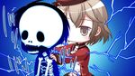  1boy 1girl arima_yousuke brown_eyes brown_hair chibi electrocuted game_cg ko~cha saimon_eclair witch&#039;s_garden witch's_garden x-ray 