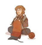  1boy dwarf knitting male male_focus middle_earth ori_(the_hobbit) sitting solo the_hobbit 