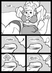  black_and_white breasts canine clothed clothing comic dialog english_text erection feline female male mammal monochrome penis precum sitting skimpy smile text titfuck tongue tongue_out underwear wonderduck 