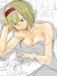  alice_margatroid bad_id bad_pixiv_id bare_shoulders bespectacled blonde_hair blue_eyes book breasts cleavage dress glasses hairband kirisame_marisa medium_breasts multiple_girls open_book short_hair sketch somsom touhou upper_body 