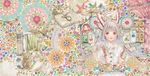  alarm_clock album_cover apple bad_id bad_pixiv_id bamboo bird book bow clock cover flower food fruit fujiwara_no_mokou hair_bow hair_ribbon highres jar lantern long_hair magnifying_glass mushroom open_mouth open_window owl pink_eyes ribbon shirt silver_hair smile solo suspenders touhou tress_ribbon very_long_hair window yogisya 