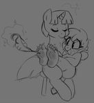  dragon duo equine female feral friendship_is_magic greyscale hindpaw honey_dip honey_dip_(mlp) horn horse mammal monochrome my_little_pony original_character paws pony tickling tickling_feet twilight_sparkle_(mlp) unicorn zonkpunch 