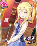 ^_^ art_gallery artist_request blonde_hair card_(medium) character_name clarice_(idolmaster) closed_eyes flower_(symbol) idolmaster idolmaster_cinderella_girls official_art painting_(object) smile solo 