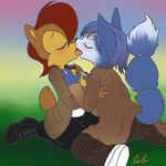  blush breast_grab breasts brown_nipples canine cosplay doctor_who duo eleventh_doctor eyes_closed female fox keishinkae kissing krystal lesbian mammal nintendo nipples sally_acorn sega sonic_(series) star_fox tenth_doctor video_games 