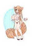  anthro blonde_hair boopeep breasts canine collar female fennec fox green_eyes hair long_hair looking_at_viewer mammal needle nipples tape_measure thread underwear wardrobe_malfunction 