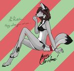  &lt;3 a_traveling_wolf anthro bikini bow bracelet breasts canine christmas clothing collar dog embarrassed english_text female foot_fetish german_shepherd hair holidays holly_(plant) jewelry long_hair mammal mistletoe paws renee_dreamkaster solo swimsuit text wolf 