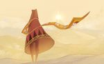  ass cloak desert glowing hood journey kazari_tayu mountain no_humans robe sand scarf sky solo traveler 