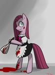  blue_eyes bow clothing equine feather_duster female feral friendship_is_magic fur hair horse long_hair looking_back maid maid_uniform mammal my_little_pony norang94 pink_fur pink_hair pinkamena_(mlp) pinkie_pie_(mlp) pony smile solo standing uniform 