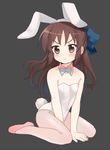  animal_ears bad_id bad_pixiv_id bow bowtie brown_eyes brown_hair bunny_ears bunny_tail bunnysuit detached_collar long_hair melompan original pantyhose solo tail wrist_cuffs 
