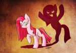  blue_eyes cutie_mark equine fangs female feral friendship_is_magic fur hair horse long_hair looking_at_viewer mammal my_little_pony open_mouth pink_fur pink_hair pinkamena_(mlp) pinkie_pie_(mlp) pony shadow signature smile solo standing teeth violyre 