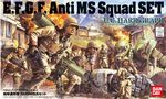  assault_rifle earth_federation fire gun gundam handgun hat male_focus mecha military mobile_suit_gundam multiple_boys official_art pistol radio rifle rocket_launcher soldier weapon zaku zaku_ii 