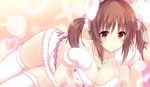  :t animal_ears breasts brown_eyes brown_hair bunny_ears bunny_girl cleavage fur_trim gloves idolmaster idolmaster_cinderella_girls jewelry kurifuto large_breasts necklace short_shorts short_twintails shorts thighhighs totoki_airi twintails white_legwear 