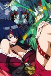  3boys adiane breasts cleavage cytomander eyepatch guame imaishi_hiroyuki lipstick makeup medium_breasts multiple_boys official_art tattoo tengen_toppa_gurren_lagann thymilph 