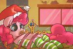  blue_eyes bound candy candy_cane christmas equine female feral friendship_is_magic fur gingerbread_man hair hat holidays horse inside legwear long_hair male mammal my_little_pony open_mouth pink_fur pink_hair pinkie_pie_(mlp) pony santa_hat smile stockings 