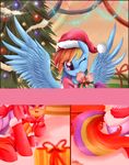  blue_fur blush bow christmas christmas_tree clothing coat cub cutie_mark duo english_text equine female feral friendship_is_magic fur gift hair hat holidays horse long_hair multi-colored_hair my_little_pony name_tag one_eye_closed open_mouth orange_fur pegasus pony pridark purple_eyes purple_hair rainbow_dash_(mlp) rainbow_hair santa_hat scootaloo_(mlp) sitting smile stockings tag text tongue tree wings wink young 