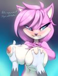  aeris_(vg_cats) anthro big_breasts biting_lip blue_eyes blush breast_grab breast_squish breasts duo english_text feline female fur hair hi_res huge_breasts mammal nipples pink_fur pink_hair text thefuckingdevil vg_cats 