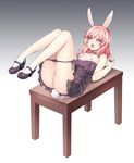  animal_ears bad_id bad_pixiv_id bare_legs black_panties blade_&amp;_soul blush bunny_ears bunny_tail choker flat_chest highres in_heat kuro_(kuronell) legs_together legs_up long_hair looking_away lyn_(blade_&amp;_soul) mary_janes nipples open_mouth panties panty_pull pink_hair purple_eyes pussy shoes side-tie_panties solo table tail tears uncensored underwear 