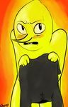  2013 adventure_time blush boyohhowdy clothing lemongrab looking_at_viewer male sweat yellow_body 