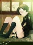  ashford_academy_uniform bad_id bad_pixiv_id bed between_thighs black_legwear bottomless brown_hair cellphone code_geass feet kaimuari male_focus phone rolo_lamperouge short_hair sitting socks solo uniform 