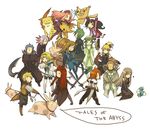  6+boys anise_tatlin arietta asch chibi copyright_name dist_(tales) guy_cecil hair_tubes hanokage ion jade_curtiss largo_(tales) legretta_(tales) luke_fon_fabre mieu multiple_boys multiple_girls natalia_luzu_kimlasca_lanvaldear sidelocks surcoat tales_of_(series) tales_of_the_abyss tear_grants tokunaga van_grants 