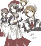  1girl black_hair blush brown_hair dress formal genderswap genderswap_(ftm) genderswap_(mtf) kanon_(umineko) maid necktie shannon suit suzushiro_kurumi umineko_no_naku_koro_ni 