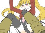  artist_request asmodeus blonde_hair boots leotard necktie pink_neckwear red_eyes smile stakes_of_purgatory thighhighs twintails umineko_no_naku_koro_ni 