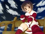  bad_id bad_pixiv_id christmas night night_sky oozora_itsuki open_mouth original panties pantyshot santa_costume short_hair sky sleigh solo underwear upskirt 