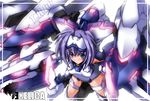  blue_eyes exelica mecha_musume nanairo_souga one-piece_swimsuit purple_hair school_swimsuit short_hair solo swimsuit swimsuit_costume trigger_heart_exelica white_school_swimsuit white_swimsuit 