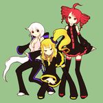  akita_neru bad_id bad_pixiv_id blonde_hair crossover drill_hair kansou_samehada kasane_teto long_hair multiple_girls red_hair thighhighs twin_drills twintails utau very_long_hair vocaloid voyakiloid white_hair yowane_haku 