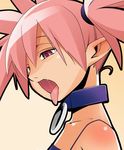  choker demon_girl disgaea etna face kaeru_kenshi makai_senki_disgaea makai_senki_disgaea_2 open_mouth pink_hair pointy_ears red_eyes saliva solo tongue tongue_out 