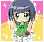  artist_request bag black_hair blush green_eyes lowres matsubara_kaoru oekaki powered_buttercup powerpuff_girls powerpuff_girls_z skirt solo 