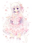  animal_ears blush bow cat_ears cat_tail choker dress flower frills hair_flower hair_ornament hasekura_chiaki lolita_fashion long_hair original petals purple_eyes ribbon-trimmed_legwear ribbon_choker ribbon_trim smile solo sweet_lolita tail thighhighs white_hair zettai_ryouiki 