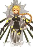  absurdres ahoge blazblue blonde_hair bodysuit highres huge_weapon lambda-11 long_hair mecha_musume oversized_object red_eyes tiger-league weapon 