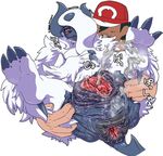  absol anatomically_correct anatomically_correct_pussy animal_genitalia anus blush canine canine_pussy drooling female female_ejaculation feral furry gaping gaping_anus half-closed_eyes highres human interspecies japanese_text lying male mammal mega_absol mega_evolution mega_pokemon nezumi nezunezu nintendo on_back plain_background pok&#233;mon pok&#233;philia pok&eacute;mon pok&eacute;philia pokemon pokemon_(game) pokemon_xy pussy pussy_juice red_eyes saliva spread_legs spread_pussy spreading sweat text video_games white_background 