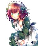  bad_id bad_pixiv_id bow brown_hair dress frills green_eyes highres maid maid_headdress open_mouth original sazanami_shione solo 