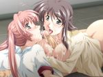  1boy 2girls binetsu_kyoushi_cherry blush breasts brown_hair game_cg hise_chirei large_breasts multiple_girls paizuri penis pink_hair uncensored yamane_masahiro yorii_kiyoka zyx 