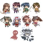  &gt;:) :d :o aircraft airplane akagi_(kantai_collection) archery arrow black_hair bodysuit boots bow_(weapon) bowl brown_eyes brown_hair chibi closed_eyes enemy_aircraft_(kantai_collection) fang flight_deck food food_on_face gloves hairband hand_on_own_cheek headband hiryuu_(kantai_collection) i-class_destroyer japanese_clothes kaga_(kantai_collection) kantai_collection kyuudou long_hair multiple_girls muneate ni-class_destroyer okitakung onmyouji open_mouth pale_skin partly_fingerless_gloves ponytail rice rice_bowl rice_on_face ryuujou_(kantai_collection) scroll shinkaisei-kan short_hair shoukaku_(kantai_collection) side_ponytail silver_hair smile souryuu_(kantai_collection) taihou_(kantai_collection) tasuki thighhighs translated twintails v-shaped_eyebrows visor_cap weapon white_background wo-class_aircraft_carrier yellow_eyes yugake zuihou_(kantai_collection) zuikaku_(kantai_collection) 