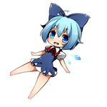  ahoge bad_id bad_pixiv_id blue_eyes blue_hair chibi cirno hair_ribbon kinakomoti looking_at_viewer lowres open_mouth ribbon short_hair solo touhou wings 