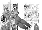  admiral_(kantai_collection) alternate_costume ass blush breasts comic crowd embarrassed greyscale hair_ornament hairband headgear highres hitting jacket kantai_collection large_breasts long_hair monochrome multiple_girls nagato_(kantai_collection) pants pantylines plump shimakaze_(kantai_collection) shoes short_hair sneakers synecdoche t-head_admiral track_jacket track_pants track_suit translation_request yukikaze_(kantai_collection) 