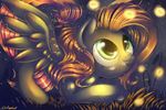  equine female feral firefly fluttershy_(mlp) friendship_is_magic fur glowing grass green_eyes hair horse long_hair mammal my_little_pony night pegasus pink_hair pony smile solo tongue tongue_out wings yellow_fur 