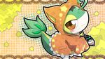  blush checkered_background clothing cute fur green_body green_fur hm3526 looking_at_viewer nintendo orange_eyes pok&#233;mon pok&eacute;mon reptile scalie smile snake snivy solo stars video_games 