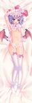  absurdres arm_up bat_wings breasts dakimakura elbow_gloves garter_belt gloves hat highres lavender_hair legs natsumiya_yuzu nipples open_mouth panties panty_pull pink_eyes pussy remilia_scarlet shirt_lift small_breasts solo thighhighs touhou uncensored underwear white_legwear white_panties wings 